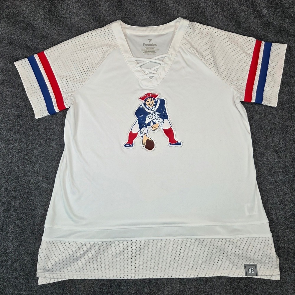 Fanatics New England Patriots Womens XXL White Lace Up Jersey Shirt MABE